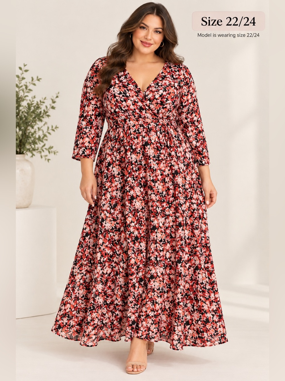 Lane Bryant Floral Maxi Dress Size 22/24 Stretch Waist